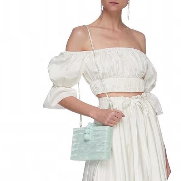 Cult Gaia Isla Marbled Acrylic Crossbody Bag In Green - Picture 1 of 8